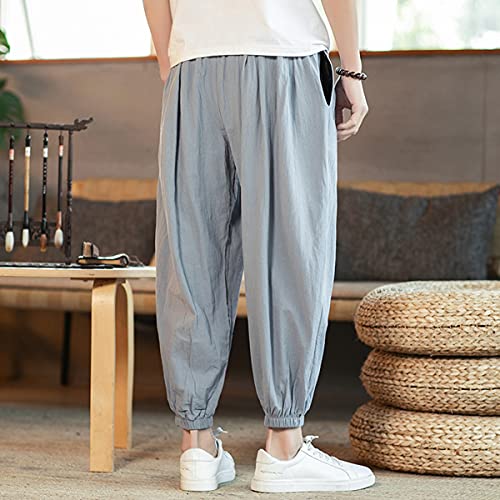 TienNew Pantaloni da Uomo in Lino, Stile Casual