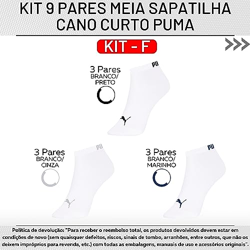 Kit 09 Pares Meias Puma Sapatilha Esportiva Feminino Adulto | KIT - F | 34-39