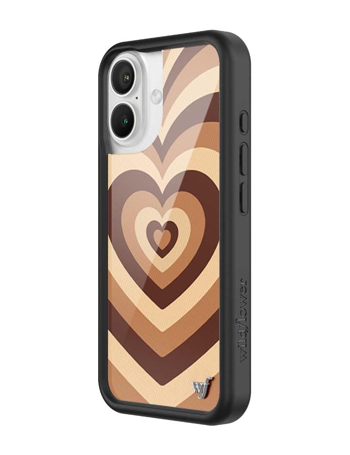 Image of Wildflower Cases - Compatible with iPhone 16 | Protective Black Bumper, 6.5ft Drop Test Certified, Women Owned Small Business | Latte Love Mocha