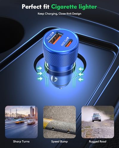 Cargador de coche para iPhone dual USB C rápido con dos cables Lightning para iPhone 14 Pro 6