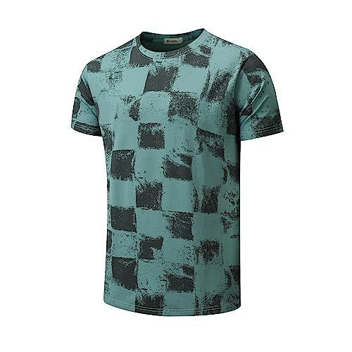 RONOMO Herren T-Shirt mit Print Batik & Graffiti-GZ Green XXXL