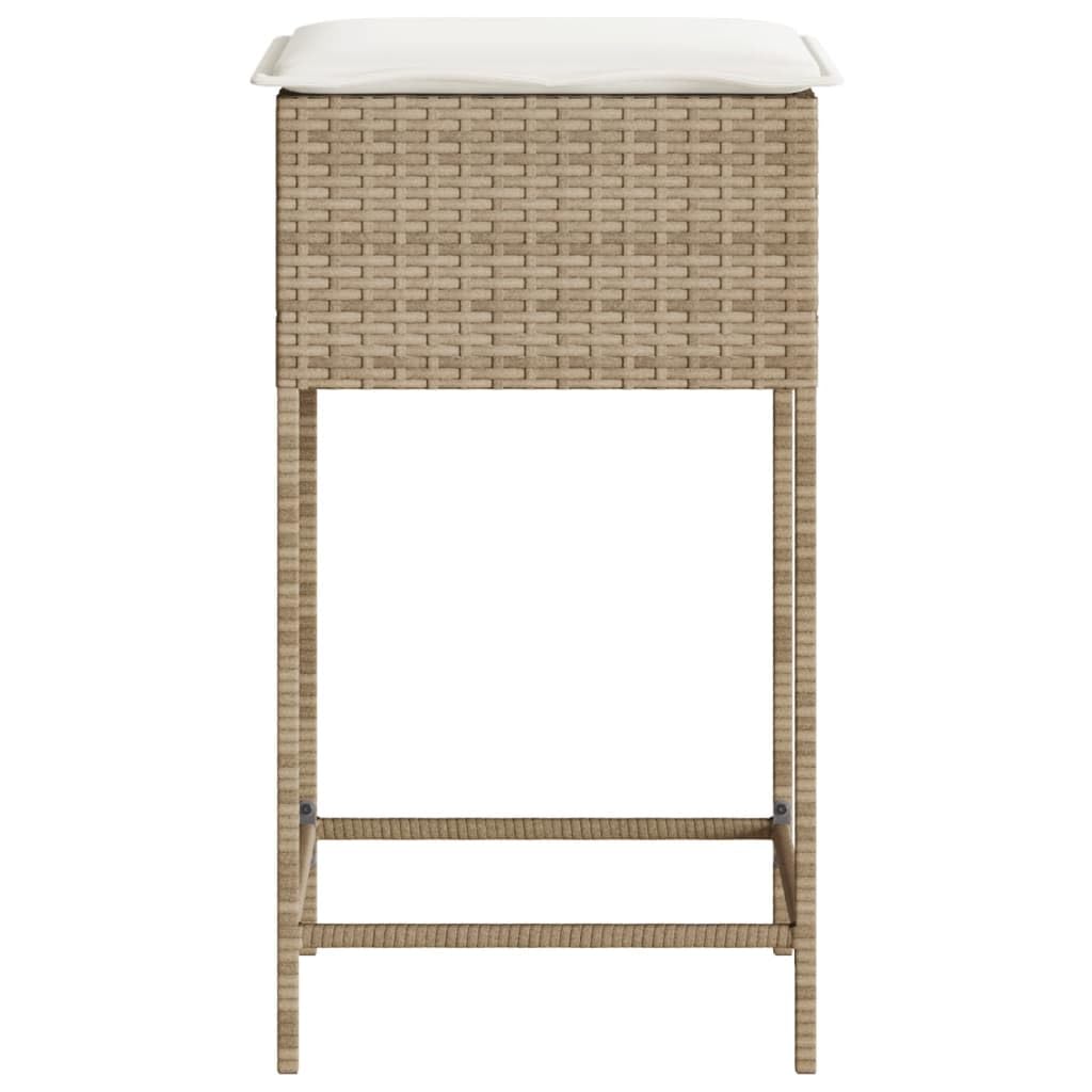 vidaXL Taburetes de Cocina con Cojines 2 uds ratán sintético Beige, Taburete, Taburete de Bar al Aire Libre, Silla de Bar, Taburete de jardín