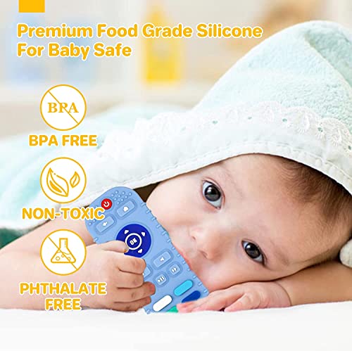 Image of Baby Teething Toys, 2 Pack Soft Silicone Remote Control Shape Teething Toys for Babies 6-12 Months, BPA Free Molar Teether Chew Toys for Infant Boys Girls Baby (Beige & Beige)