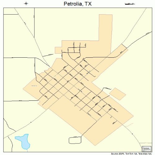 Large Street & Road Map of Petrolia, Texas TX Printed poster size wall atlas of your home town