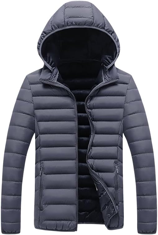 Men's winter imitation down jacket, thickened and warm, fashionable trend, detachable hat jacket