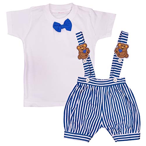 Image of Wish Karo Unisex Dugaree Dress for Baby Boys - Baby Girls-(Bt09blu Blue 6-9 Mths)