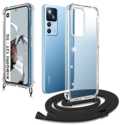 XCYYOO Funda con Cuerda para Xiaomi 12T/12T Pro Carcasa para con Correa Colgante para Llevar en el Cuello Tapa Colgar Movil Cuello Cordones Ajustables Antigolpes Case Funda Xiaomi 12T/12T Pro Cover