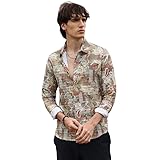 Campus Sutra Chemise en polyester pour homme, coupe classique, texture micro cube, tenue décontractée, col large, manches longues, fermeture à boutons, coupe confortable pour un usage quotidien, C4