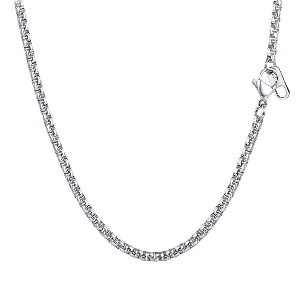 PROSTEEL Collar Veneciana de Eslabones Cuadrados, Urbano Unisexo Box Chain, 3mm / 6mm Ancho 46cm - 81cm Largo, Platino/Dorado/Negro, Incluye Caja de Regalo