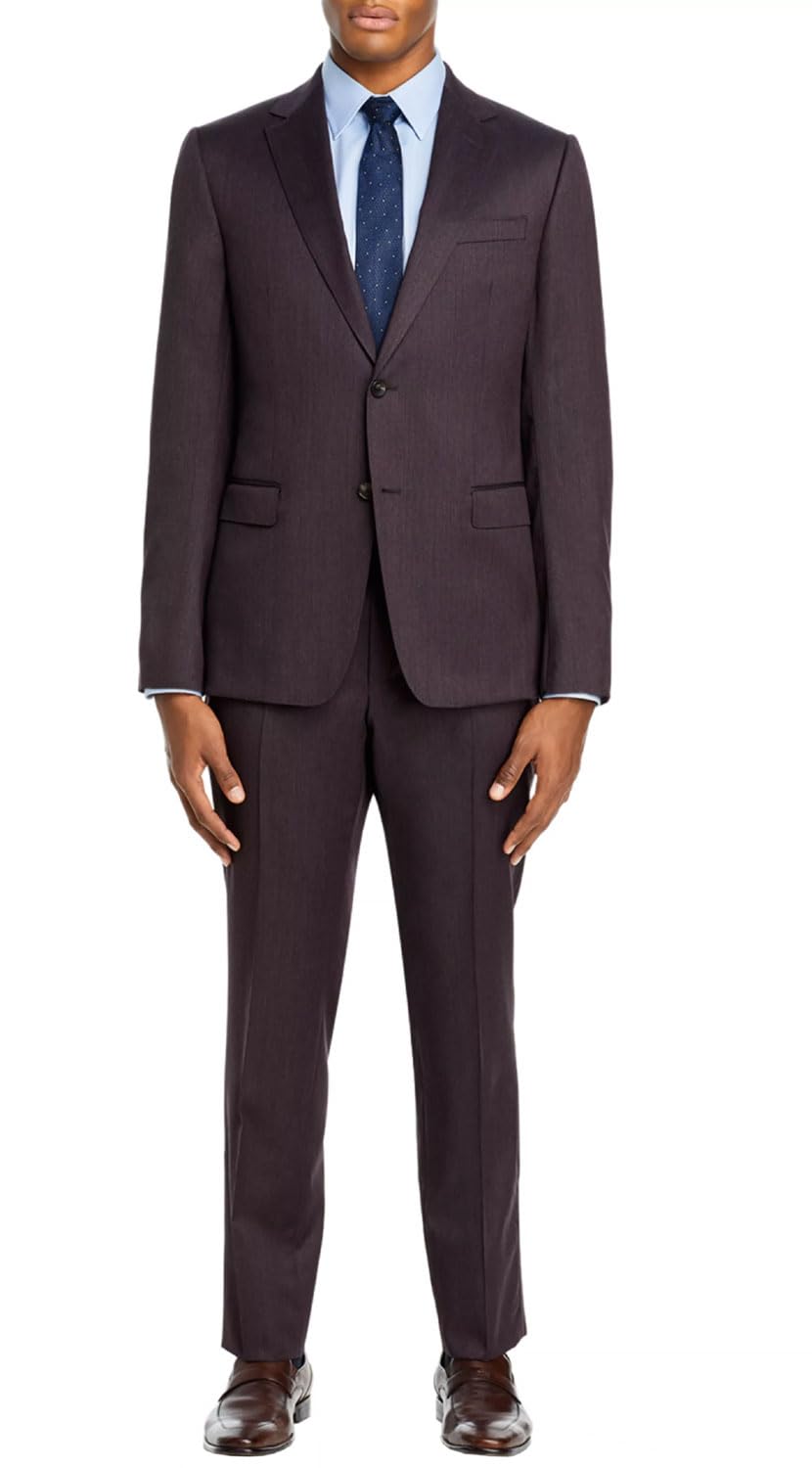 ZegnaZ Mens Drop 8 Slim Fit Wool Suit 38 Regular Dark Purple IT 48