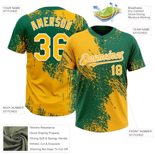 Camisetas personalizadas de softbol cosidas para hombres, mujeres y jóvenes, camisetas deportivas de práctica de equipo con diseño de dos botones miniatura 3