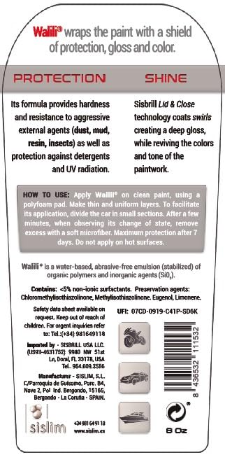 Sisbrill Walili SiO2 Cerámico con Cera de Carnauba 250 ml miniatura 2