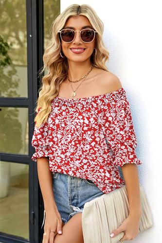 Image of WIHOLL Womens Short Sleeve Square Neck Summer Tops Dressy Casual Blouses Trendy Clothes 2026
