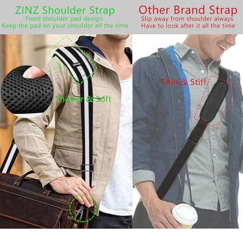 Image of ZINZ 79 inch Shoulder Strap, Extra-thick Fixed Cushion Pad and Dual Clasps Universal Replacement Strap with Metal Swivel Hooks for Laptop Bags, Luggage Bags, Camera, Crossbody(Stripes-BkWBk)
