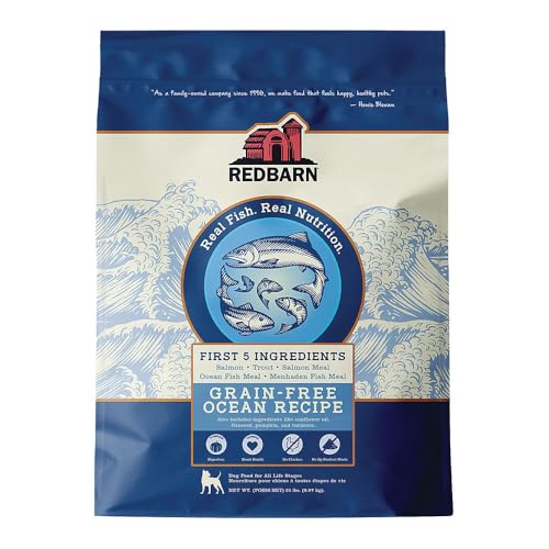 Redbarn Pet Products Ocean Fish Recipe Grain-Free Adult Dry Dog Food Kibble 22 lbs - High Protein Fish Dog Food with Omega Fatty Acids for Healthy Skin and Coat