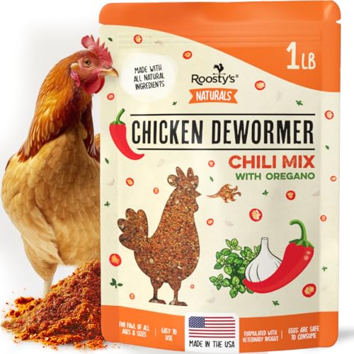 Roosty's Naturals Chicken De-Wormer Powder - Chili Mix | 1LB Pouch | All-Natural Formula | US-Made Chicken Wormer, Poultry De-Wormer