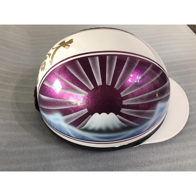 Amazon.co.jp: 7色ラメ 波入り 富士日章 コルク半 ヘルメット パープル  