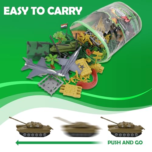 deAO 150 Teiliges Armee Militär Verteidigungseinheitsspielset, Soldatenspielfiguren Militärspielset figurenmilitär Waffen Set Spielsoldaten Figuren Spielzeug Panzer für Jungen Mädchen