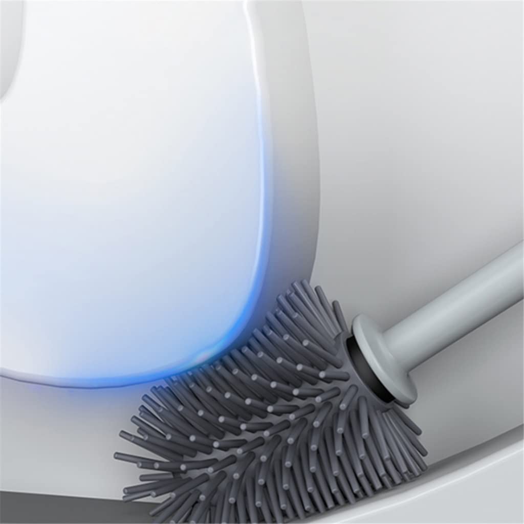 Juego de escobilla y Soporte para Inodoro, Cepillo de Limpieza para Inodoro de baño con Silicona Suave, Cepillo de Suelo de pie y de Pared