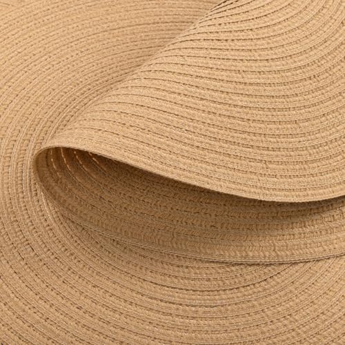 Image of SHACOS 15 inch Round Braided Placemats Set of 4 Cotton Polyester Place Mats Washable Kitchen Dining Table Mats for Dinner Party Table Decor (Camel, 4)