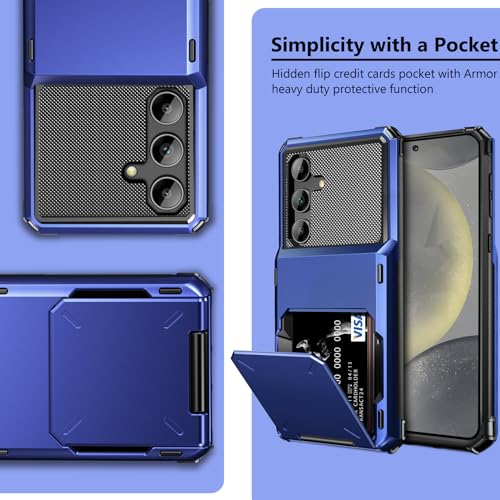 Vofolen for Samsung Galaxy S24 Wallet Case with Card Holder, 4-Card Dual Layer Heavy Duty Shockproof Wallet Case, Hidden Flip Card Slot Large Storage Protective Case for Galaxy S24, 6.2'' Navy by Vofolen - Image 5