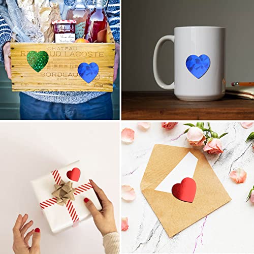Hearts Stickers, 1500 Pcs Glitter Valentine Stickers, 1” Red Blue Green Roll Self Adhesive Heart Shaped Love Labels For Adult Kids Valentine's Day Anniversaries Wedding Envelope Seal Decoration Decor #TOP5
