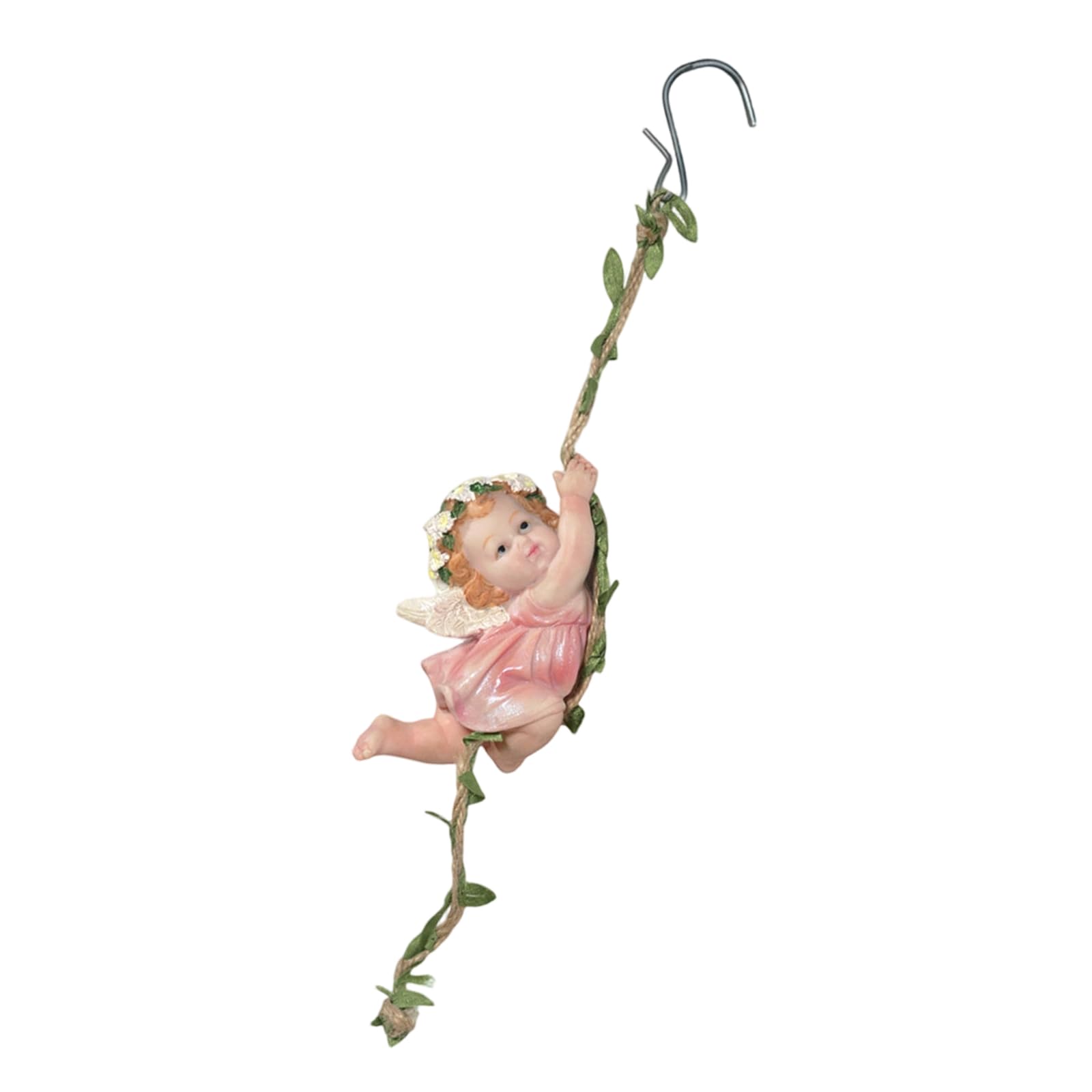 MURYE Climbing Angelic Sculpture Resin Hanging Flower Fairies Statue Waterproof Figurine with Hook for Wall Garden Decors Resin Outdoor Garden Decors
