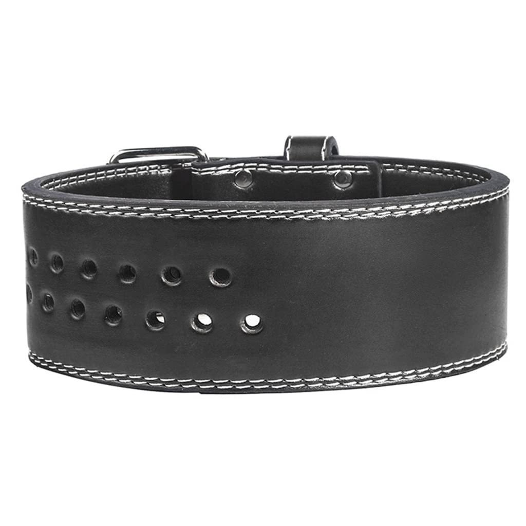 Ceinture d'haltérophilie réglable en cuir 10,2 cm rembourrée 10 trous Gym Fitness Bodybuilding Workout for Squats Deadlifts Support lombaire for le dos Exercice Équipement de musculation, Noir ( Size