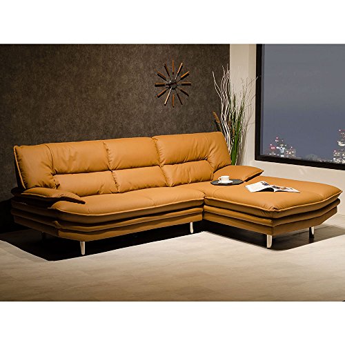 カウチソファー 本革 3人掛 キャメル ブラウン