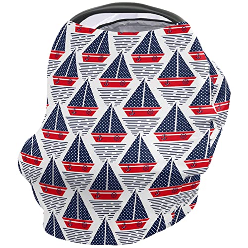 Nursing Cover for Breastfeeding Scarf, Ship Anchor Navy Baby Car Covers Super Soft Multi Use for Canopy Shopping Cart Cover Blanket Stroller Cover