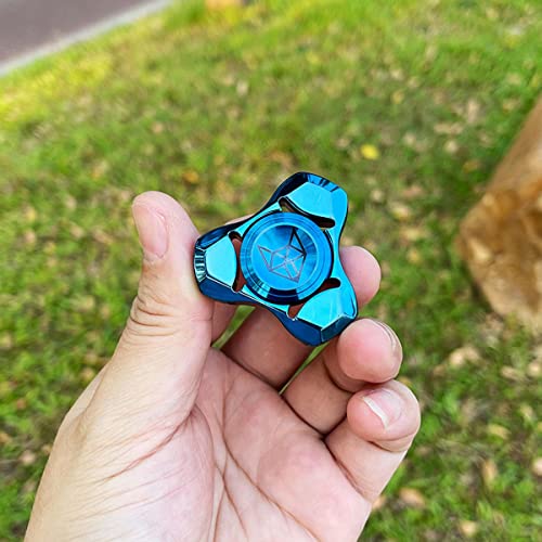 Image of FREELOVE Premium Metal Fidget Spinner for Adults, Stainless Steel Heavy Silent Spinner with Precision Bearing, Small Office Desk Toy & EDC for Stress Relief Focus ADHD, Blue