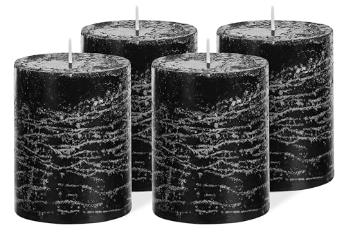 Brandsseller 4er Set Stumpenkerzen 7x10 cm – durchgefärbt & aus...