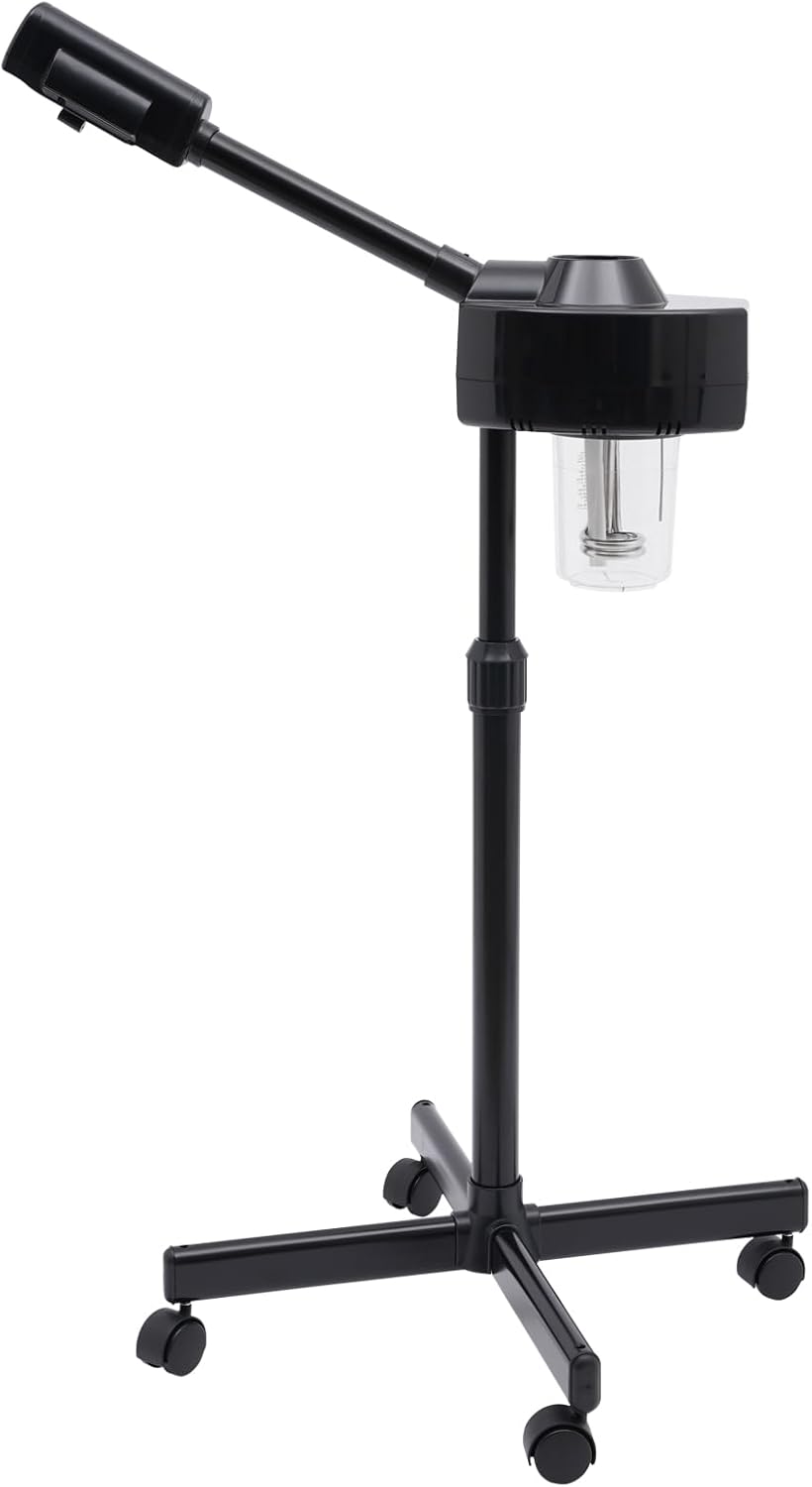 Professional Facial Steamer on Wheels – Face Steamer for Deep Facial Cleansing, Vaporizador Facial Steamer for Esthetician, Hot Mist Spray, Height Adjustable, for Spa, Salon & Home