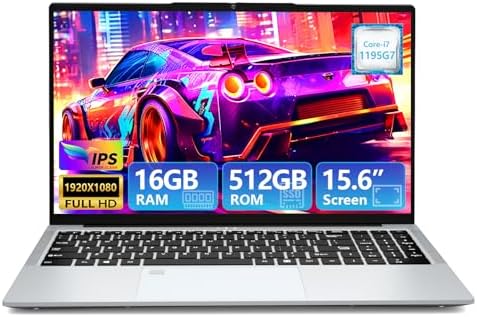 Ordinateur Portable 15,6 Pouces, Core i7-1195G7 CPU 16 Go RAM SSD 512 Go, PC Portable écran 1920 x 1080, Ordinateurs Portables avec Type-C, USB 3.0, HDMI, Bluetooth 5.0 et Wi-FI Laptop