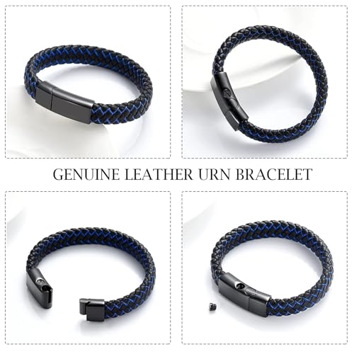 zeqingjw Cremation Memorial Urn Bracelet Made of Genuine Leather, Stainless Steel Cremation Bangle Keepsake Urn Bracelet for Ashes4