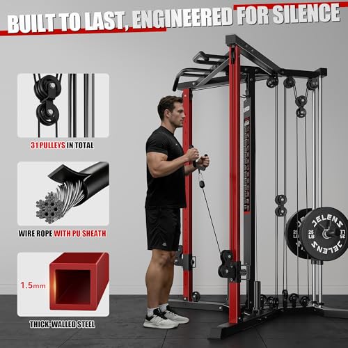 Image of CC01 Cable Crossover Machine with High and Low Pulley System, Functional Trainer with Pull Up Bars and Optional Bundle, Cable Machine for Home Gym Power Workout