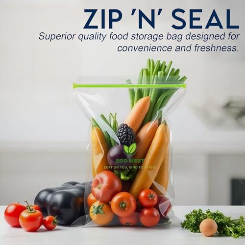 Image of Medium Multipurpose Ziplock Storage Bags | 60 Reusable Bags (21 x 26 cm) | Double Grip Zipper | Leak-Proof, Freezer & Fridge Safe, BPA-Free, Food-Grade Ziplock Pouches