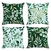Bonhause Fundas de Cojín Hojas de Eucalipto 45x45cm Funda de Almohada Home Sweet Home Terciopelo Suave Verde Cojines Decorativos para Sofá Cama Hogar Exterior Juego de 4