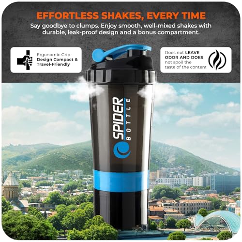 Active 100 Protein Shaker Bottle 500ml With Extra Compartment - Gym Shaker Bottle For Men & Women, Perfect For Protein Shakes & Supplements - Image 3