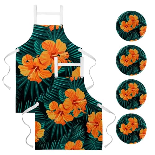 Tablier de cuisine anti-taches lot de 2 imprimé tropical pour protéger vos vêtements
