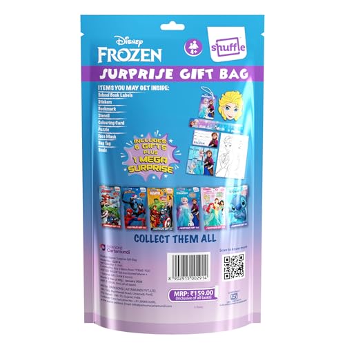 Image of Shuffle Frozen Surprise Gift Bag for Girls | 6-in-1 Elsa & Anna Themed Activity & Stationery Kit with Mega Surprise | Birthday Return Gift for Kids