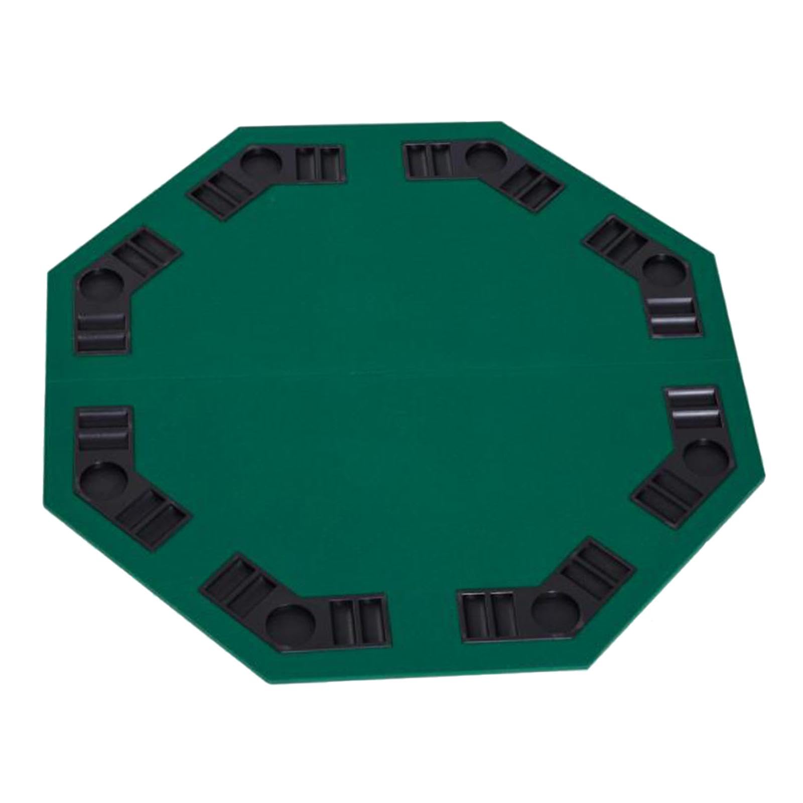perfeclan Faltbare Pokertischplatte, Texas Hold'em-Tischmatte mit Chip-Schalen & Getränkehaltern, achteckig, professionelles 48-Zoll-Tischlayout aus, 8 Spieler für Versammlungen