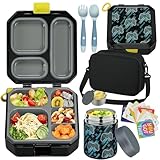 wiwens Bento Lunch Box for Kids with 12oz Soup Thermo Leak-Proof Lunch Food Container with 5 Compartment Thermo Hot Food Jar and Insulated Lunch Bag for Kid Toddler Girls Boys to School