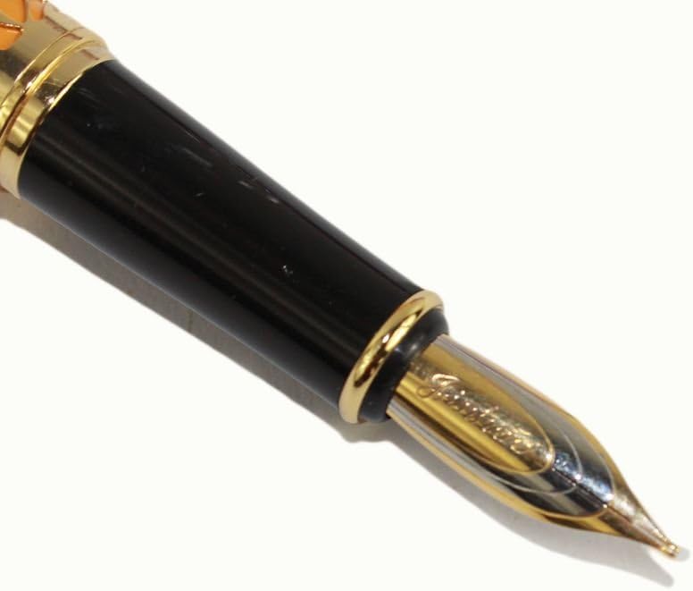 Gullor Beatiful Noblest Fountain Pen Jinhao 5000 Orange with Golden Dragon Carved
