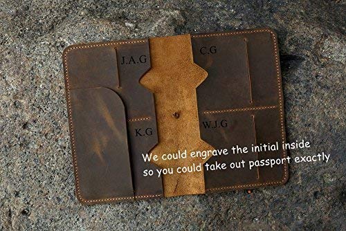Miniatura 2 de Personalized distressed leather family passport holder case organizerLeather family 4 passport travel wallet cover case FP405SL