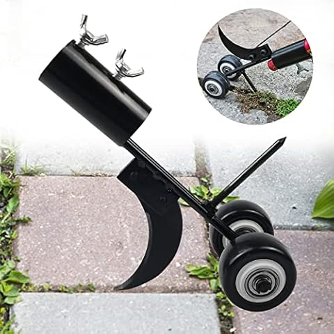 Miyobing Hook Weed Remover Tool, 2 in 1 Patio Weeding Tool with Wheels Weed Puller, Weeding tools for Garden, Weed Removing Tool without Kneeling for Cleaning between Slabs, ​Paving, Patios Lawns Cover