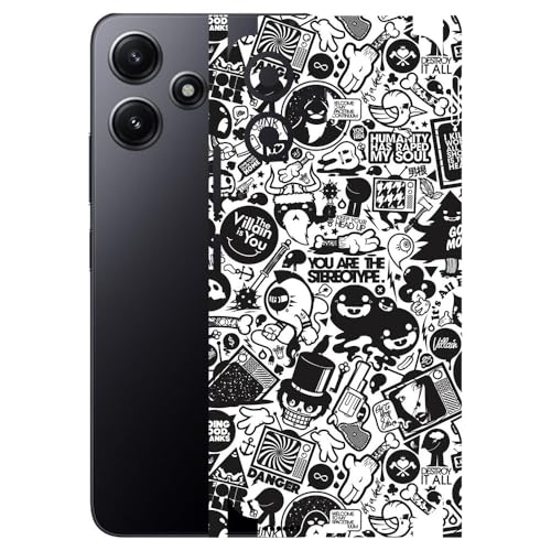 Image of AtOdds - Full Body Back Screen Guard Protector Film - Lamination Wrap Skin Sticker Compatible with REDMI 12 (5G) | Scratchproof Matte Finish (Design -B&W Graffiti)