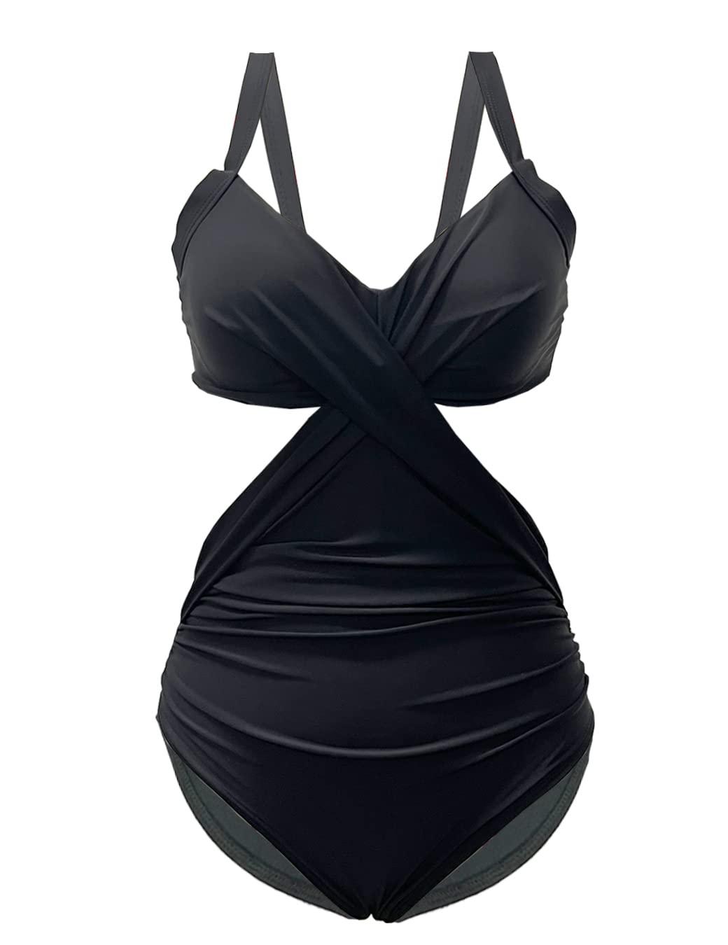 Rayson Costume Intero Donna Tummy Control Hollow out Criss Cross Monokini Push Up High Waist Costume da Bagno Intero