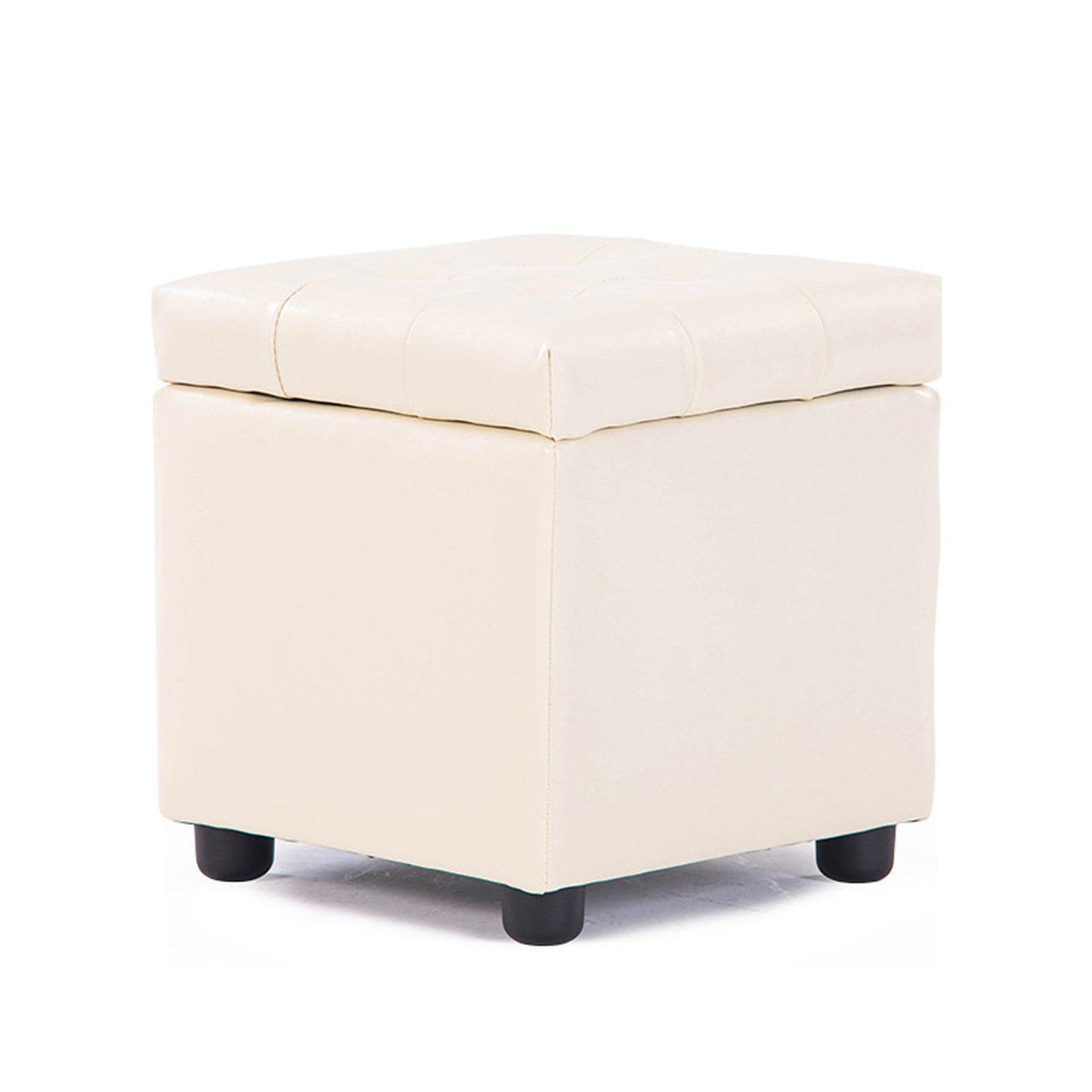 Pouf coffre étanche en cuir beige, siège cubique durable