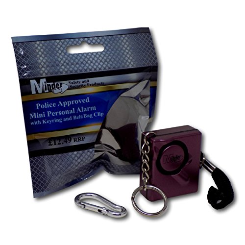 Minder® 140db Police Approved Mini Minder Loud Personal Staff Panic Attack Safety Security Alarm Keyring - Secured by Design Approved (Police Preferred Specification) (Purple)